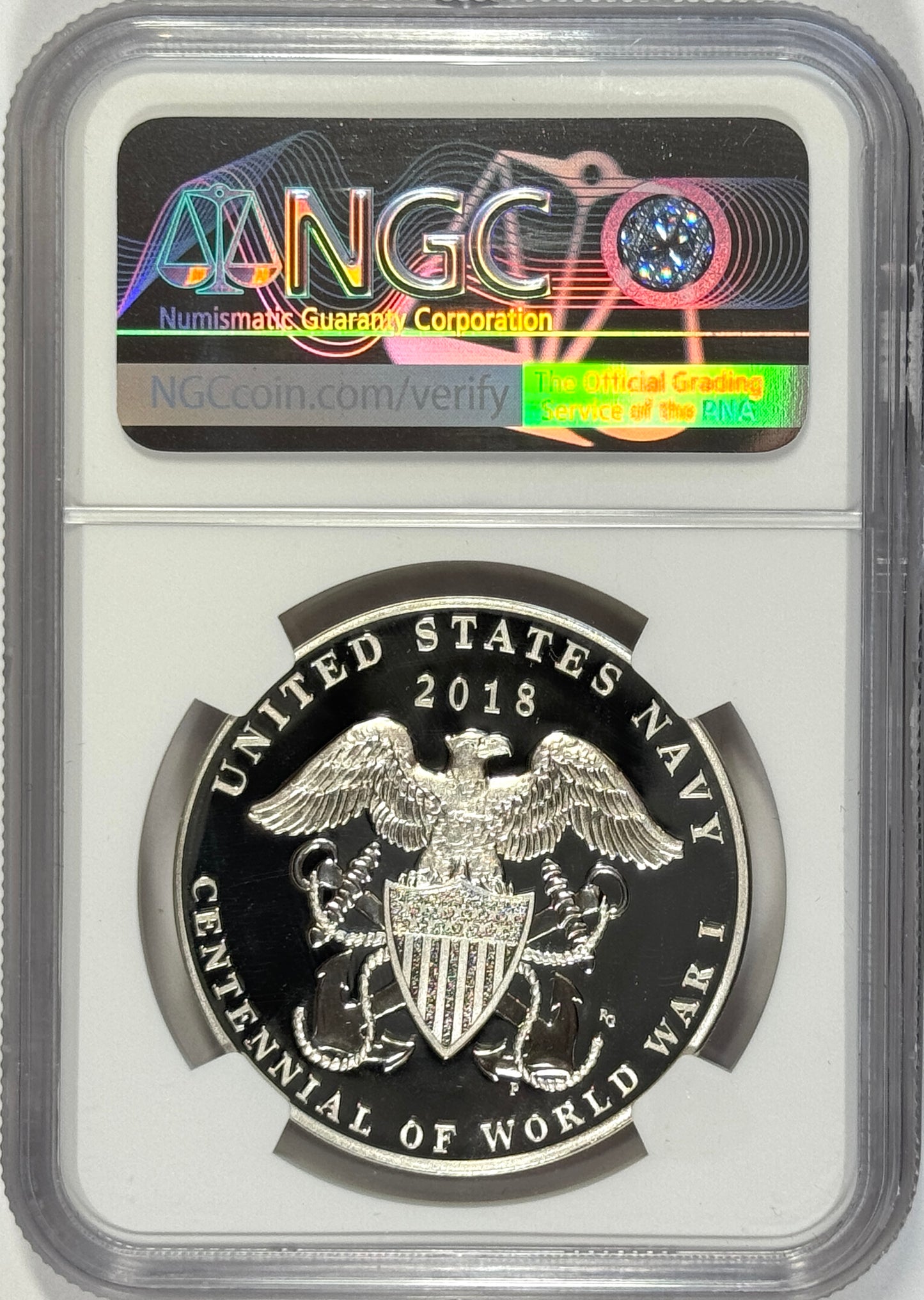 2018-P Proof WWI U.S. Navy Silver Medal - PF70UC NGC - Castle Signature
