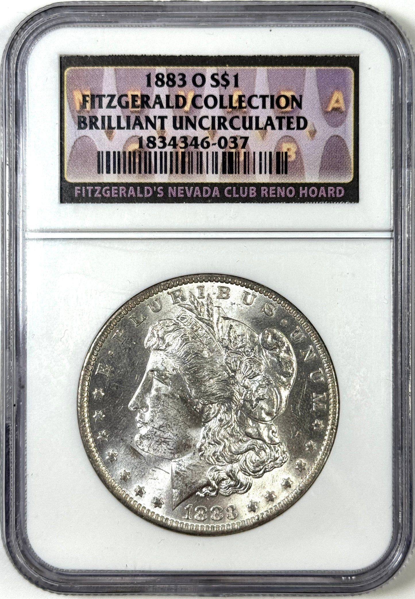 1883-O Morgan Silver Dollar Brilliant Uncirculated Fitzgerald Collection NGC - Cartwheel Luster
