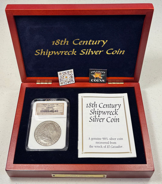1783-Mo FF Mexico 8 Reales El Cazador Shipwreck Coin NGC in Box & COA