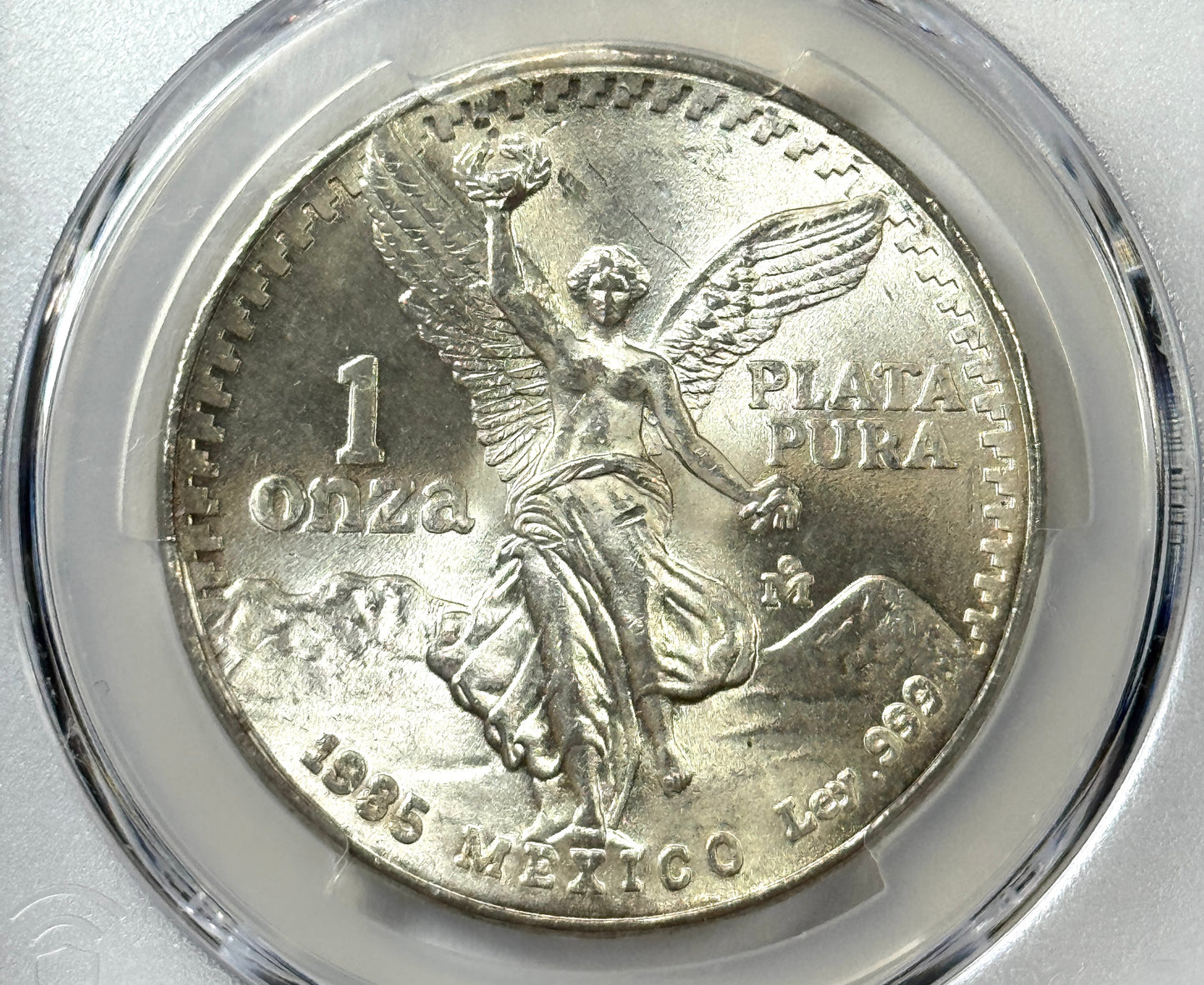 1985 Mexico Silver Onza Libertad - MS66 NGC Sanchez Collection Label - Lustrous Coin!
