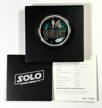 2018 Niue $2 Solo a Star Wars Story 1 oz Proof Colorized Silver Coin in OGP