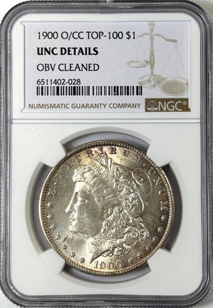 1900-O/CC Morgan Silver Dollar - NGC UNC Details Obv. Cleaned