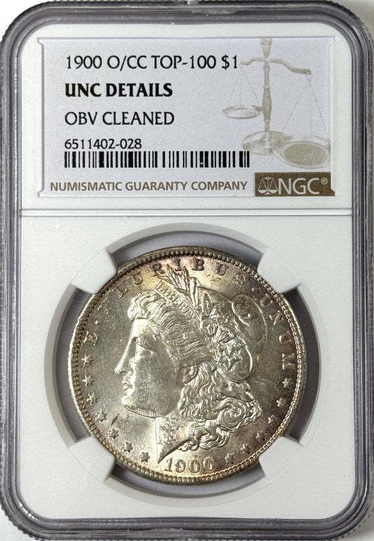 1900-O/CC Morgan Silver Dollar - NGC UNC Details Obv. Cleaned