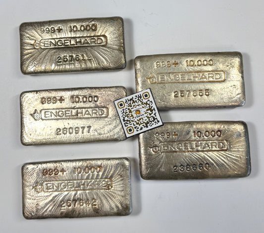Vintage Engelhard 10 oz Silver Bar Cast Finish Bull-Hallmark 3rd Series RARE!