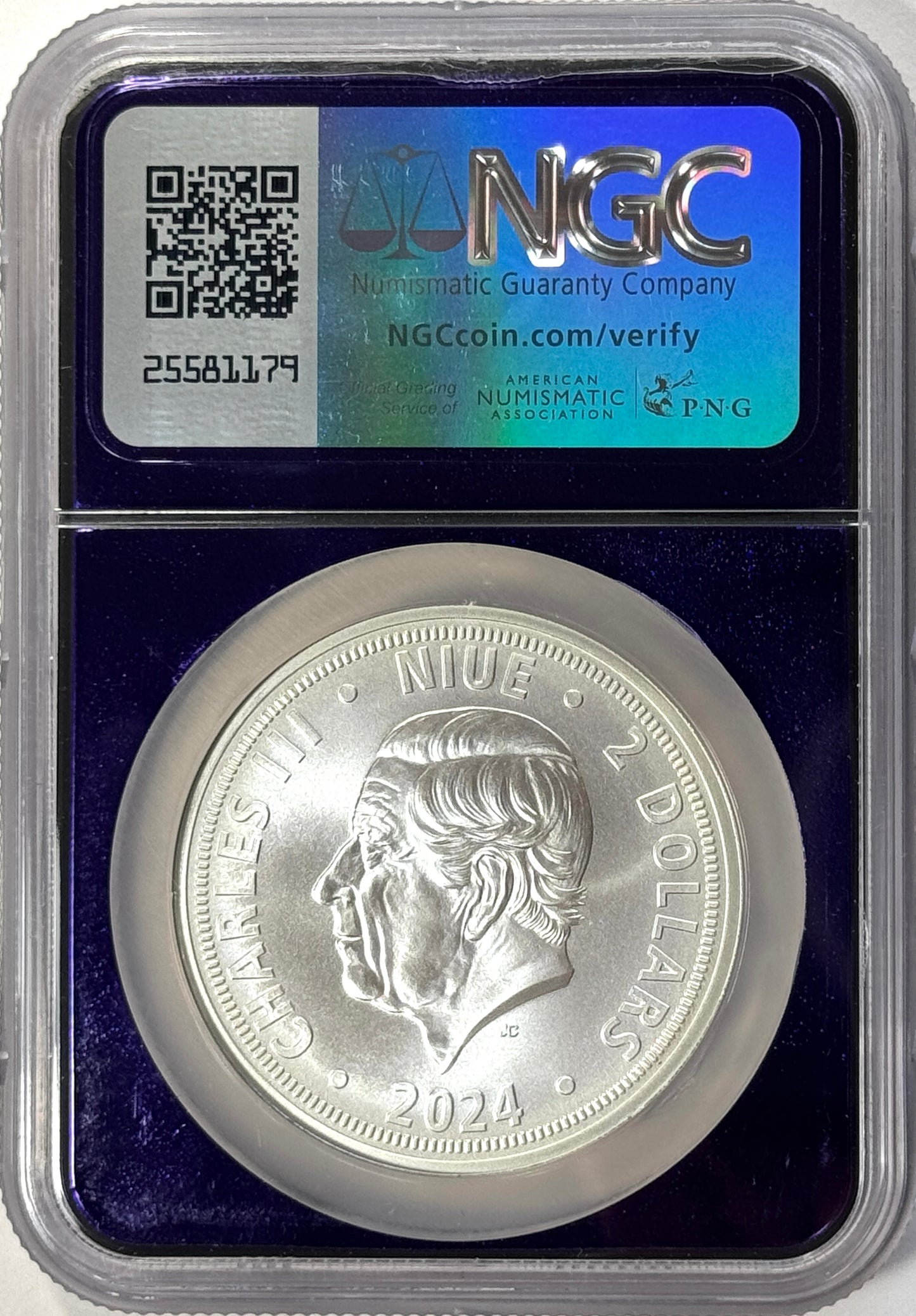 2024 Niue $2 Czech Lion 1 oz .999 Silver Coin - NGC MS70 Purple Core TraderBea