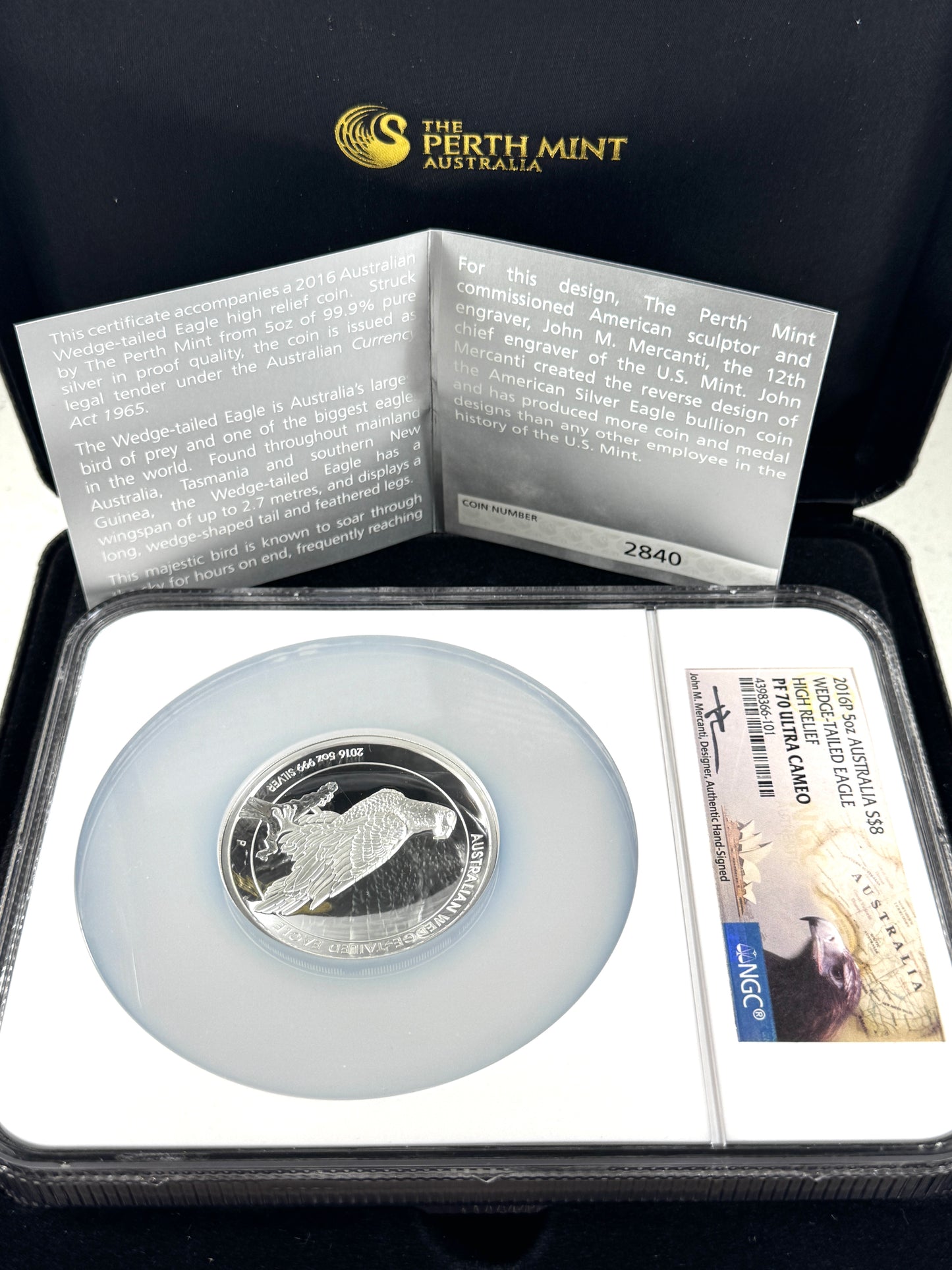 2016-P Australia Proof Wedge Tailed Eagle 5 oz Silver NGC PF70UC HR in OGP - Mercanti