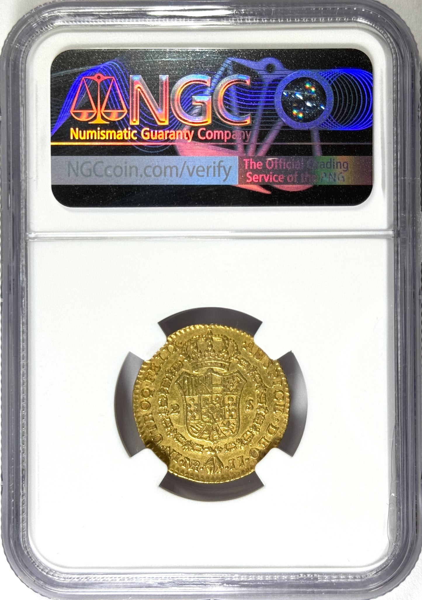 1792 NRJJ Colombia Gold Charles IV 2 Escudos Gold Coin 2E - AU Details NGC