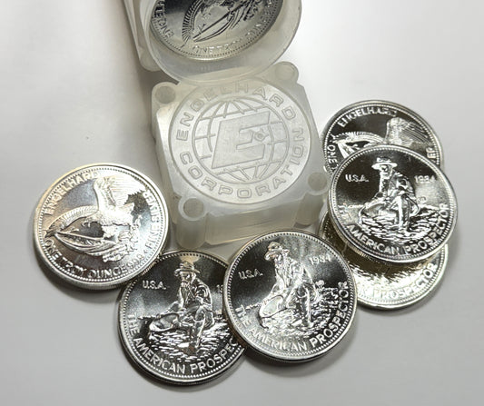 1984 Engelhard Prospector Eagle Reverse Blast white 1 OZ Silver Round