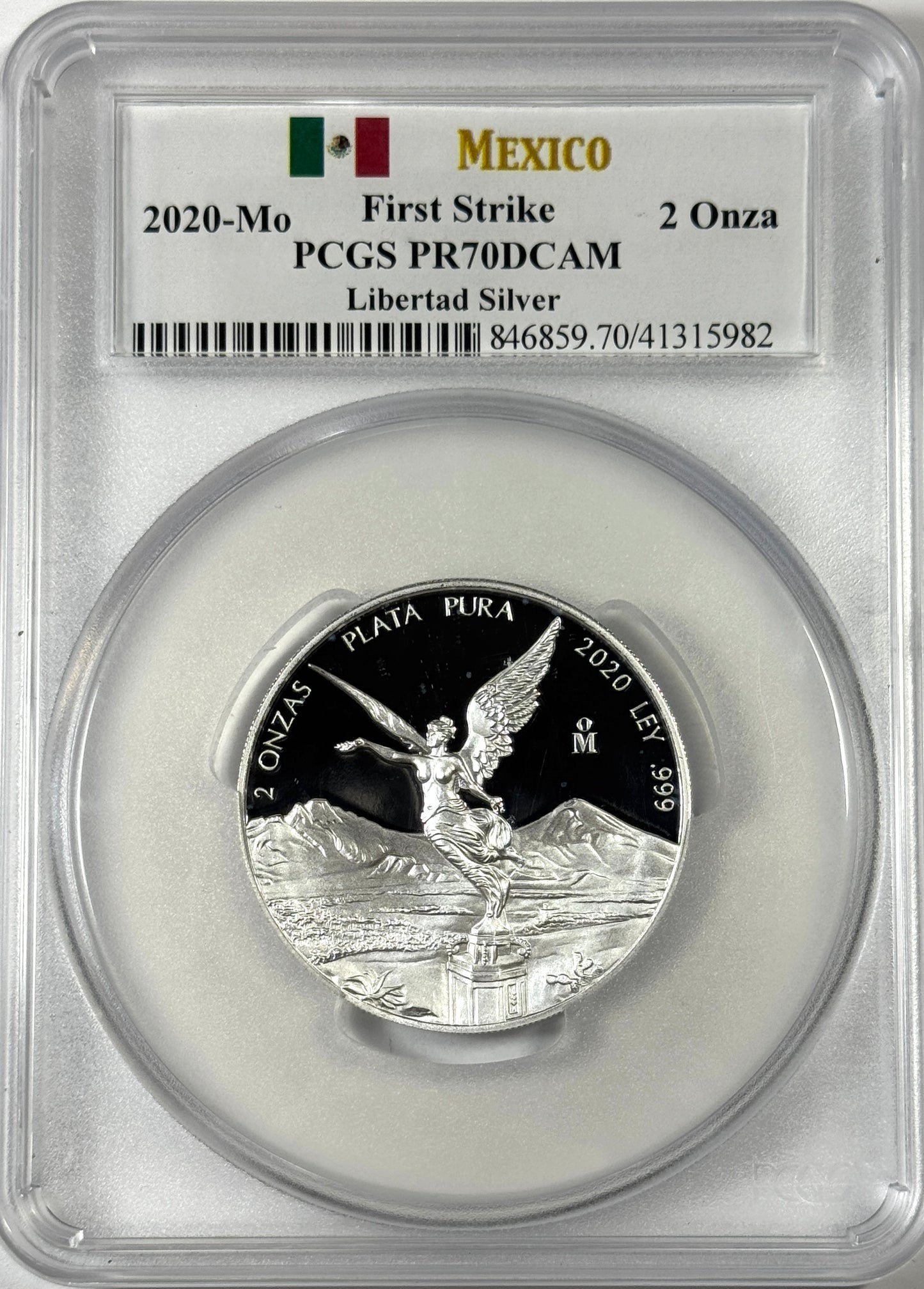 2020 Mexico Proof Silver Libertad 2 oz Silver Coin - MS70 DCAM PCGS