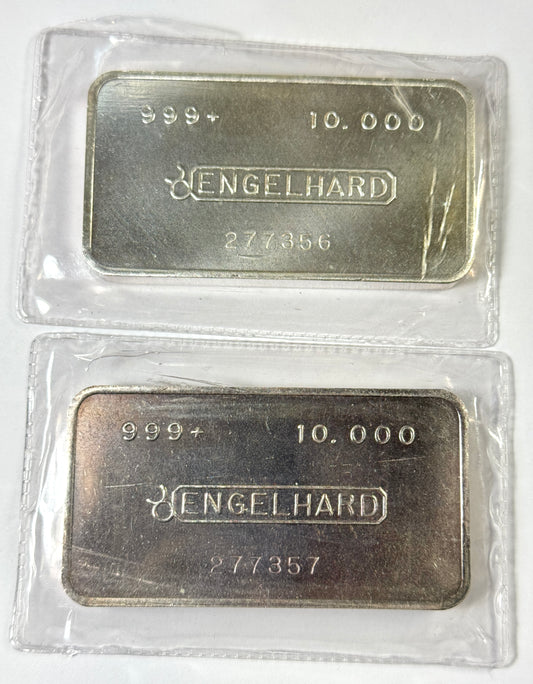 1984 Vintage 2nd Series Engelhard 10 oz Consecutive Silver Bars - Sealed!