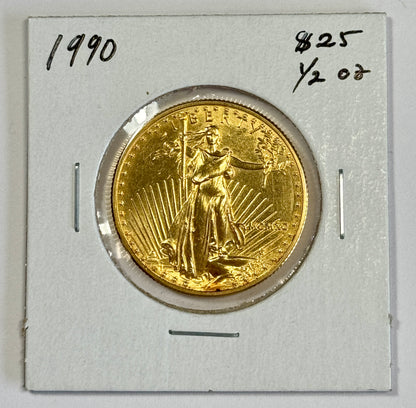 1990-P $25 1/2 Oz American Gold Eagle - BU - (MCMXC) - 31,000 Mintage - Key Date