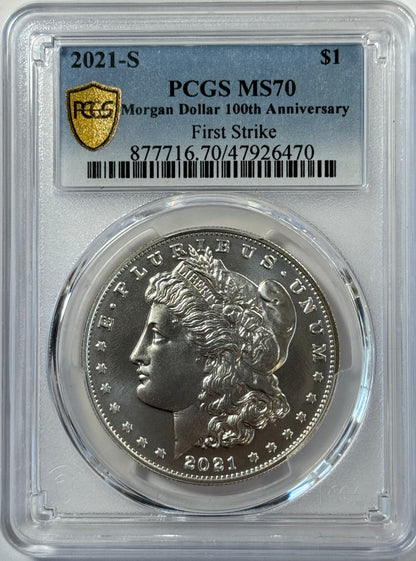 2021 Morgan and Peace Silver Dollar PCGS MS70 6-Coin Set - First Strike Set