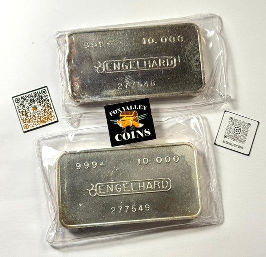 1984 Vintage 2nd Series Engelhard 10 oz Consecutive Silver Bars - Sealed!