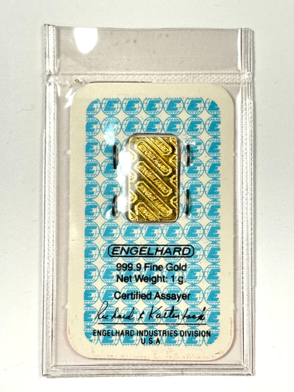 Vintage Engelhard 1 g .9999 Fine Gold - Alaska Airlines Incentive Program Double Sealed
