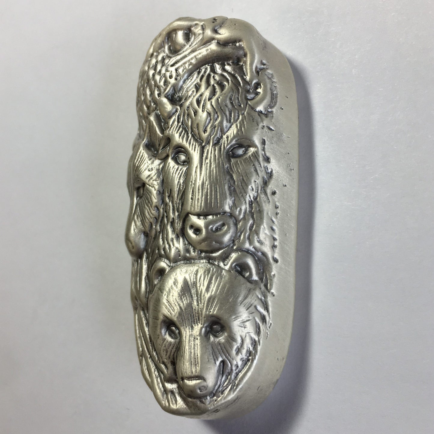 Bison B. Hand Poured 5 Oz Shaped Silver Bar - 4 Animal Totem - Eagle, Wolf, Bear, Bison in Original Packaging