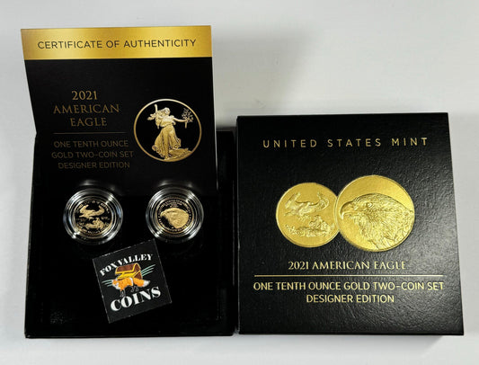 2021-W American Gold Eagle $5 Proof Set - Type 1 & 2 Designer Edition in U.S. OGP