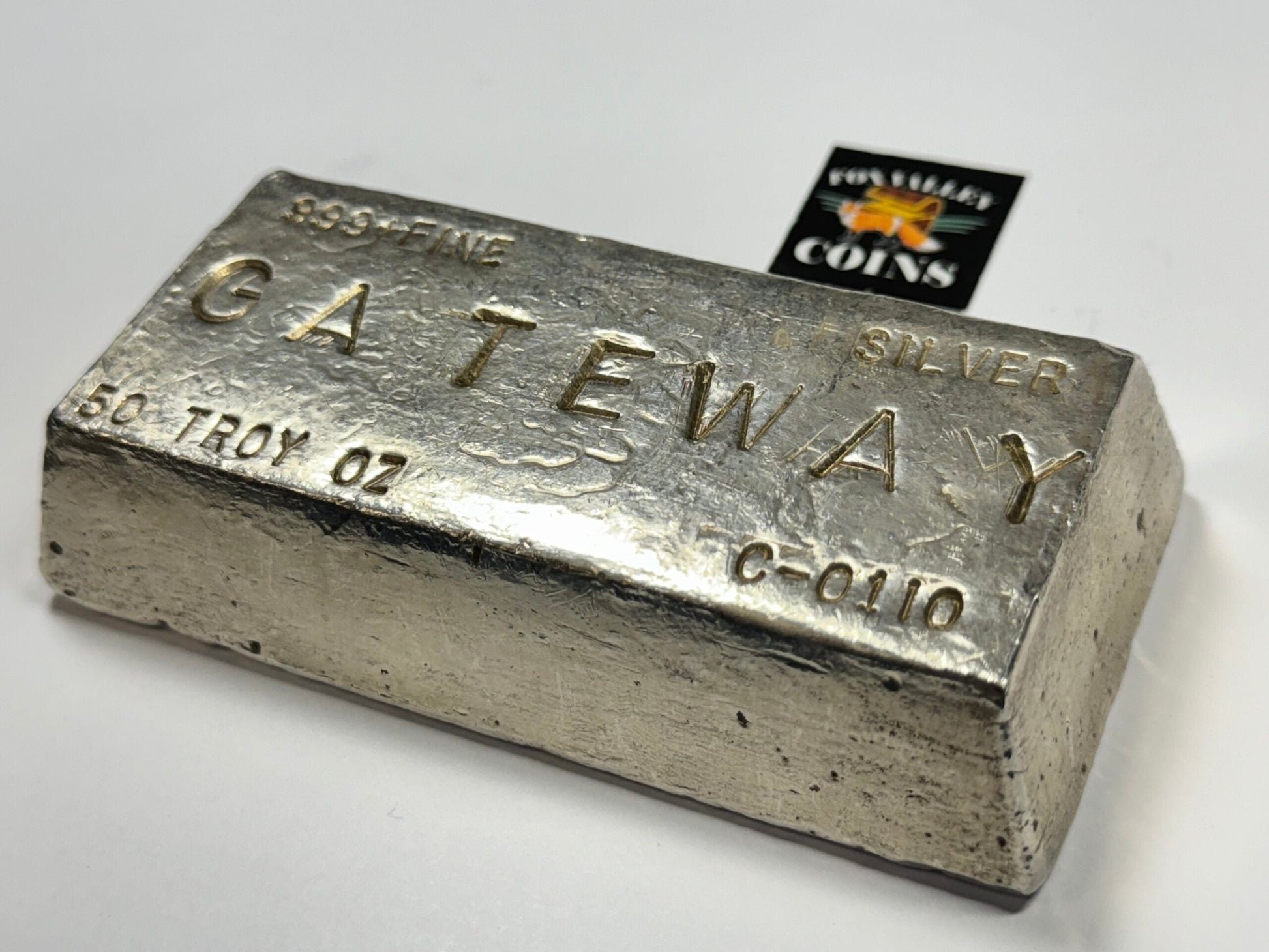 1970s Vintage 50 Oz Gateway .999 Poured Silver Bar - Number C-01I1