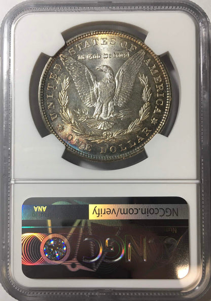 1886 Morgan Silver Dollar NGC MS63 Cartwheel Luster - Reverse Rim Rainbow Toned