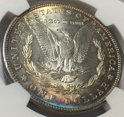1886 Morgan Silver Dollar NGC MS63 Cartwheel Luster - Reverse Rim Rainbow Toned