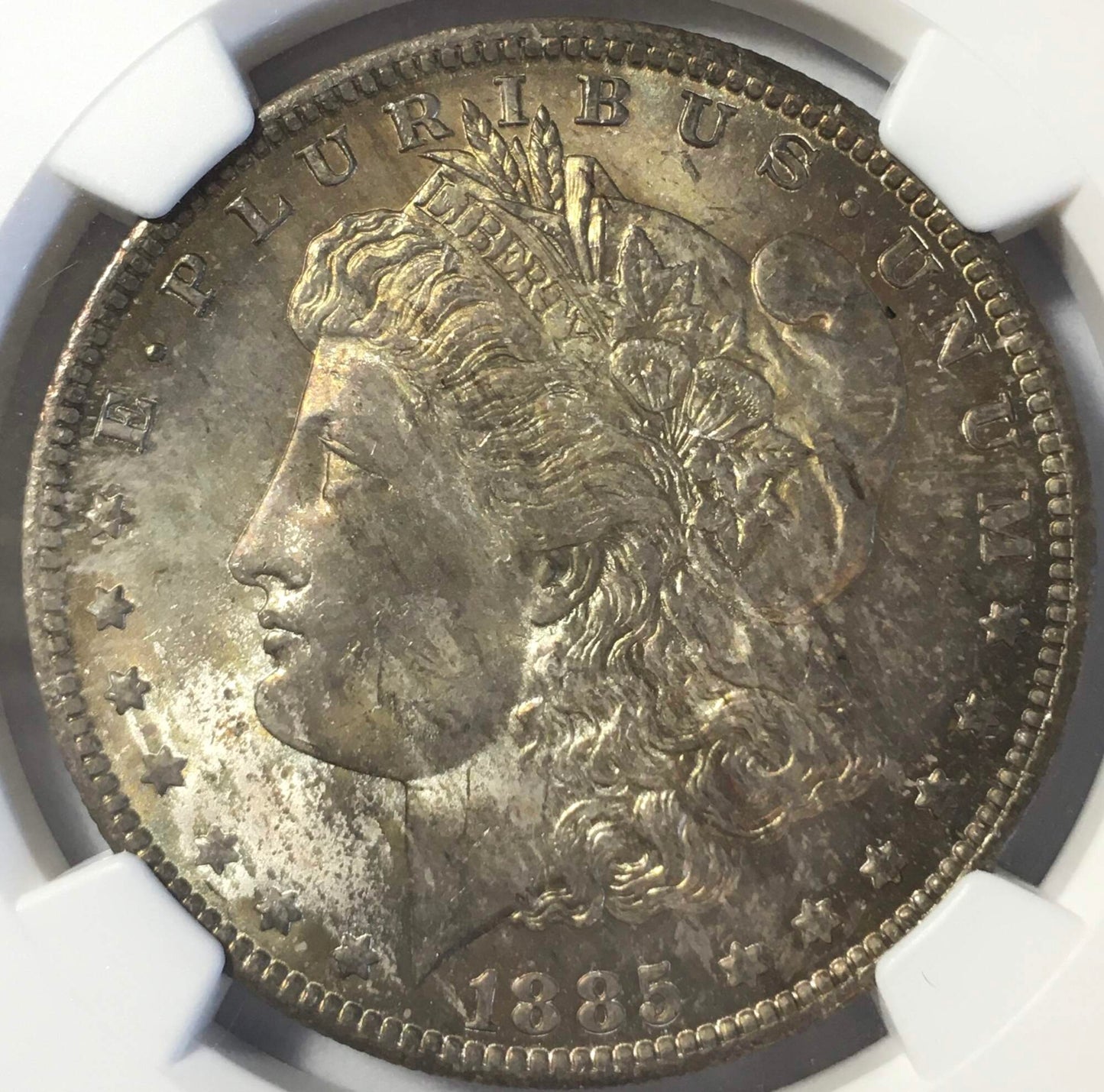 1885-O Morgan Silver Dollar NGC MS-63 Monster Toned Obverse - Uncirculated