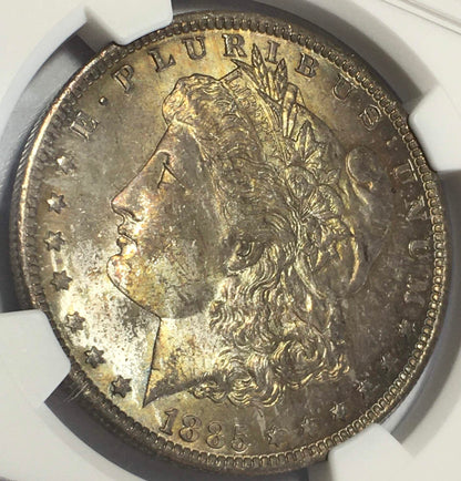 1885-O Morgan Silver Dollar NGC MS-63 Monster Toned Obverse - Uncirculated