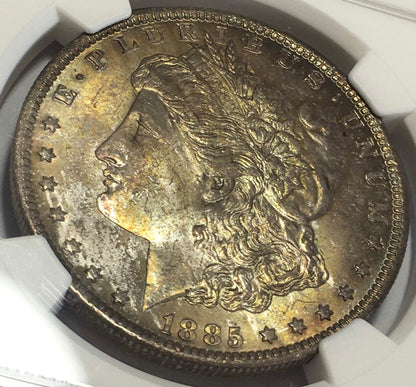 1885-O Morgan Silver Dollar NGC MS-63 Monster Toned Obverse - Uncirculated