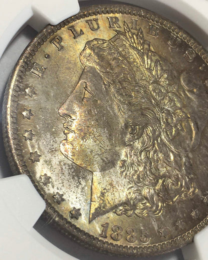 1885-O Morgan Silver Dollar NGC MS-63 Monster Toned Obverse - Uncirculated
