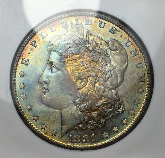 1881-S Morgan Silver Dollar MS65 NGC Dual Sided Monster Rainbow Toning