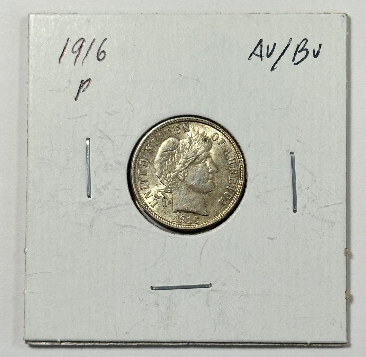 1916-P Barber Silver Dime 10C AU/BU Details - Last Year