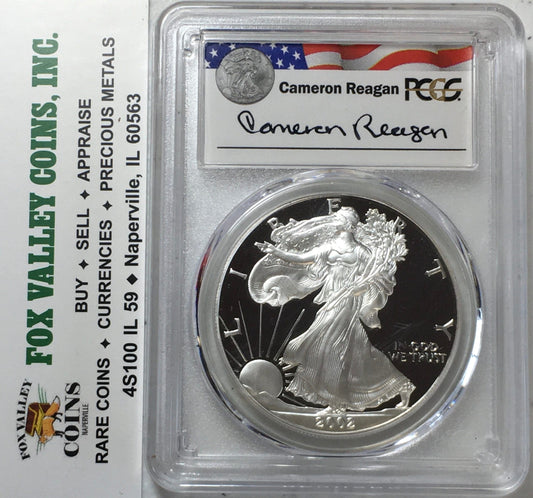 2002-W Proof Silver Eagle - PCGS PR69 DCAM - Cameron Reagan Signed Legacy Series