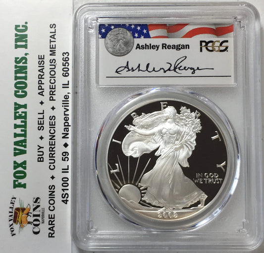 2002-W Proof Silver Eagle - PCGS PR69 DCAM - Ashley Reagan Signed Legacy Series