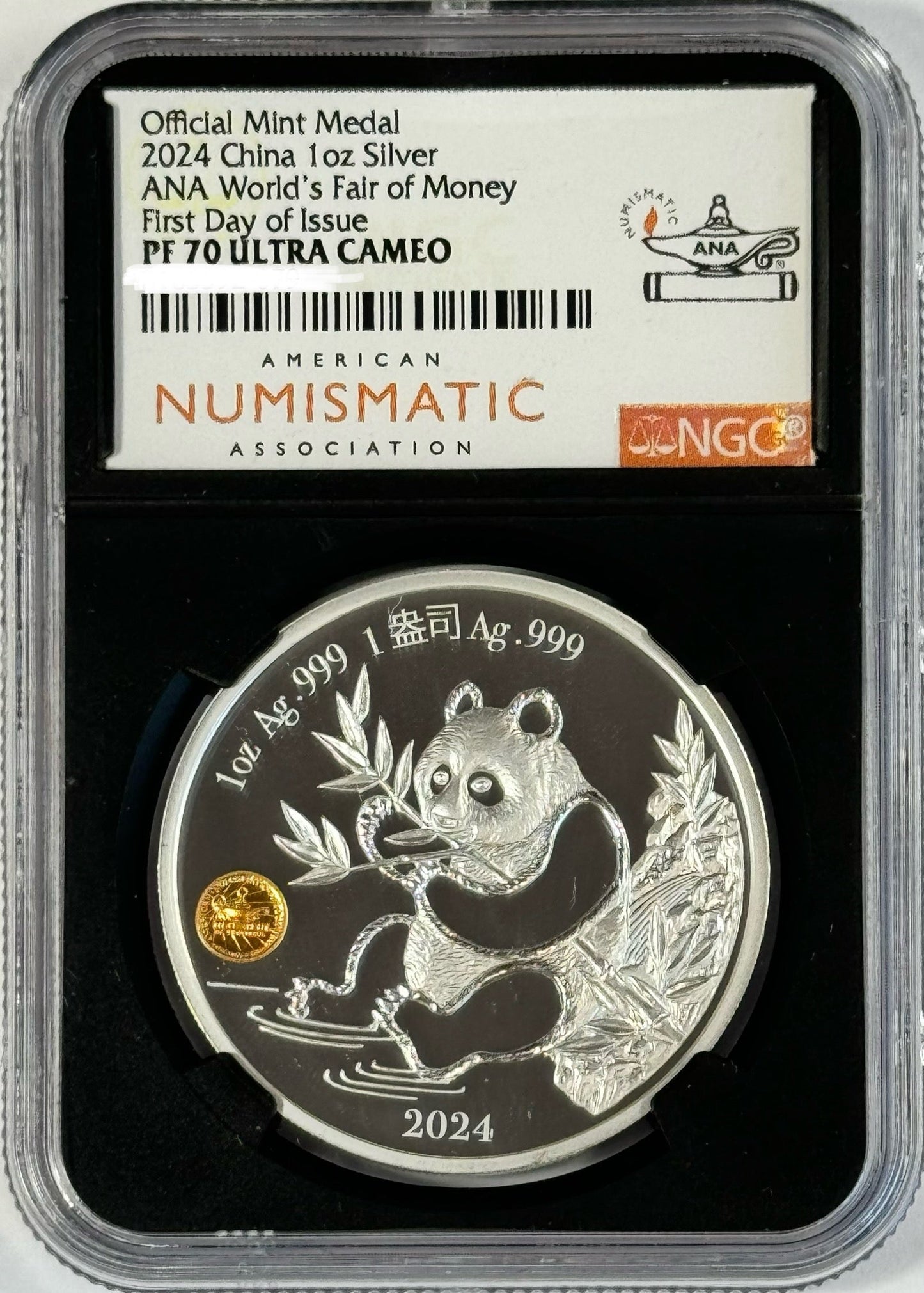 2025 Chinese Panda 1 Oz Silver Medal - ANA Chicago - PF70 UC NGC FDOI with COA