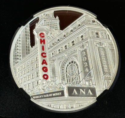 2024 Chinese Panda 1 Oz Silver Medal - ANA Chicago - PF70 UC NGC FDOI with COA