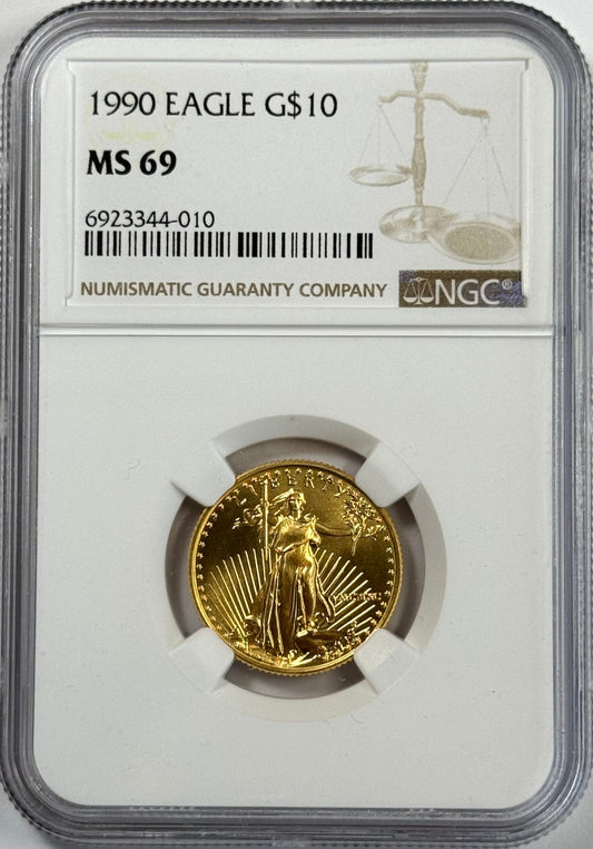 1991 $10 Gold American Eagle - 1/4 Oz Gold - NGC MS69 - Scarce Key Date