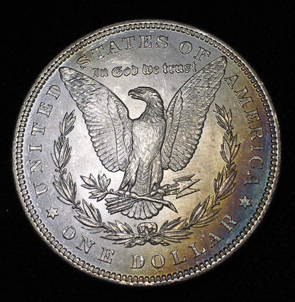 1885-P Morgan Silver Dollar - AU+ Coin with Rainbow-Toned Reverse