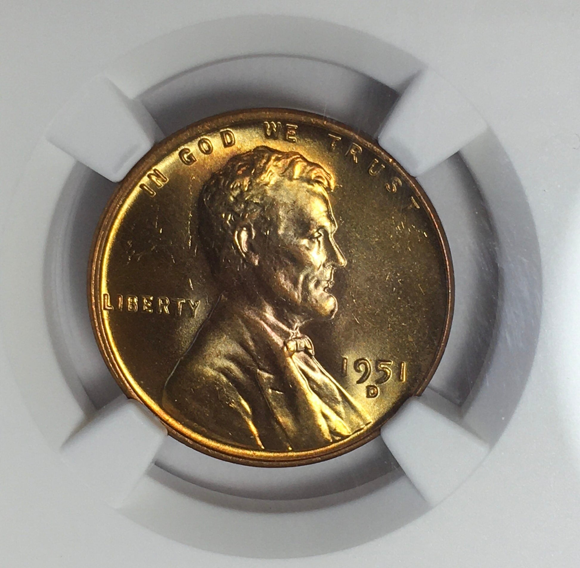 1951-D Lincoln Wheat Cent MS67 RD NGC