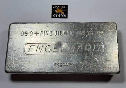 Vintage Engelhard 100 Oz Silver Bar - Cast Finish 4th Series P-025104