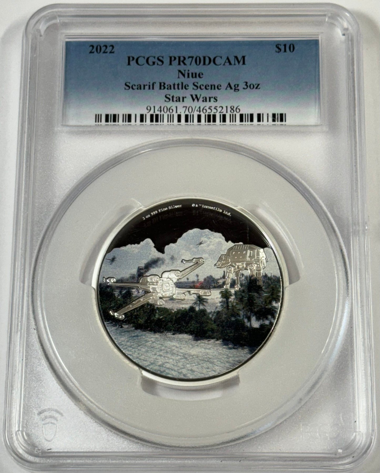 2023 Niue Star Wars Scarif Battle Scene - 3 Oz Silver Colorized - PR70DCAM PCGS