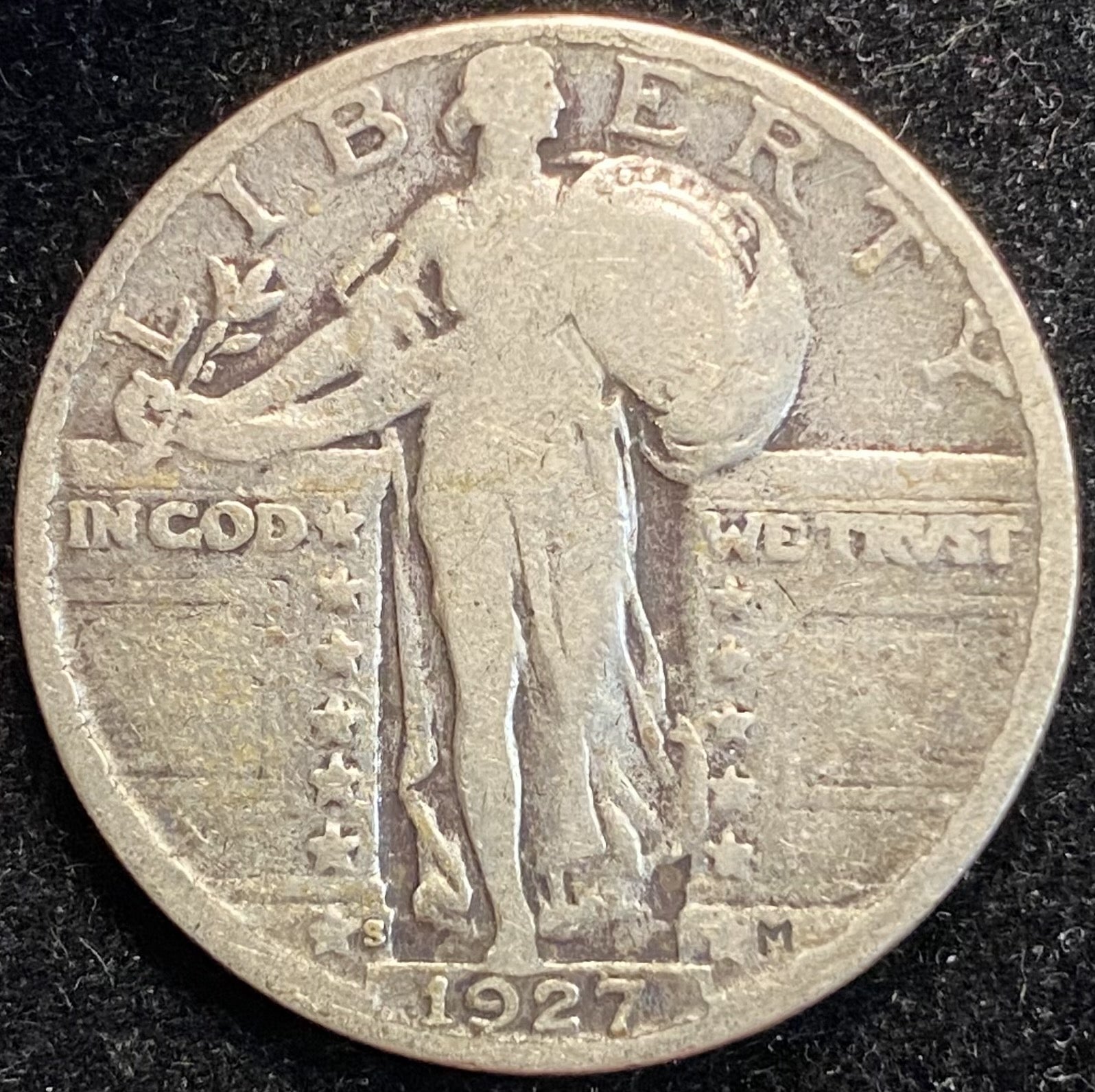 1927-S Standing Liberty 90% Silver Quarter - Semi-Key Date