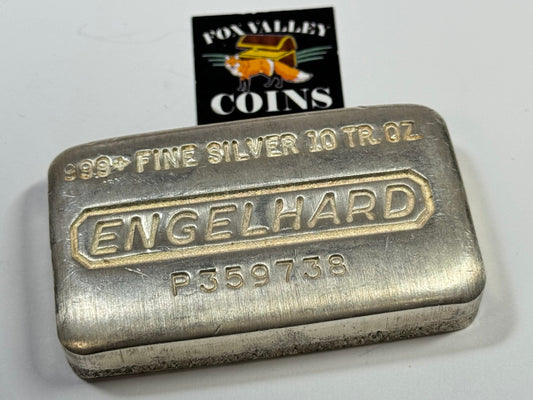 Vintage Engelhard 11th P-Series Flat Machined Finish - 10 Oz Silver Bar