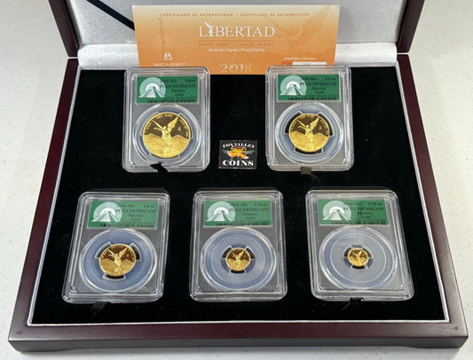 2019 Mexico 5-Pc Gold Libertad Proof Set - 1.9 Oz with COA - PR70 DCAM PCGS - 500 Minted