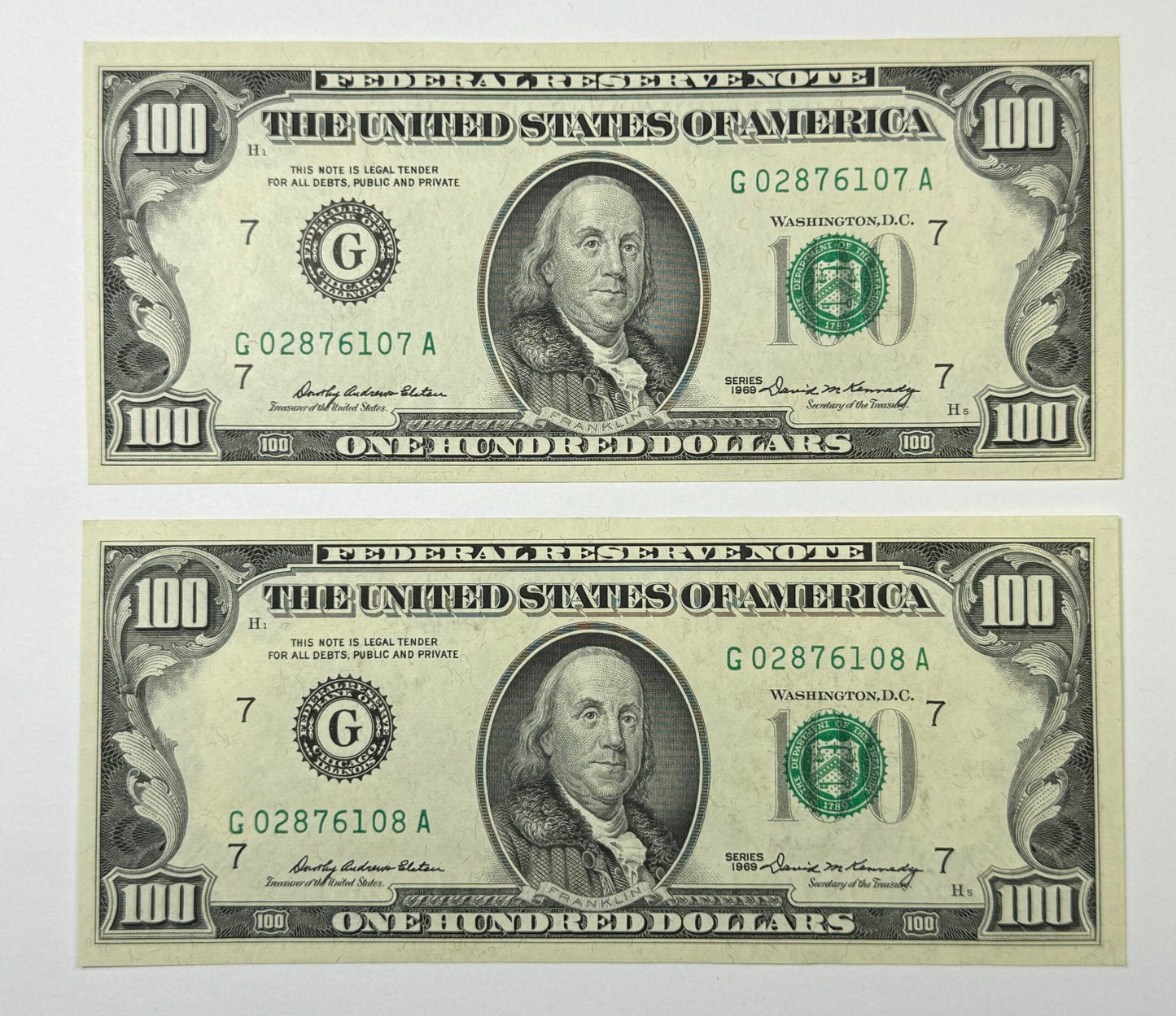 1970 Series Consecutive 100 Dollar Bills - BU in Flips - Rare