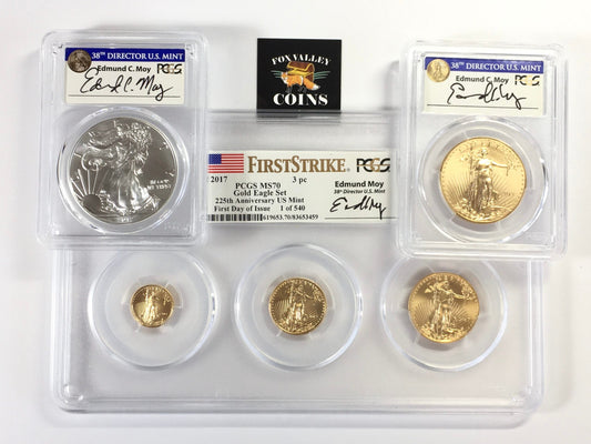 2018 Gold Eagle $50 $25 $10 $5 & Silver Eagle Set - PCGS MS70 FDOI/FS Moy Label