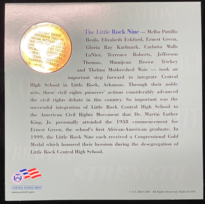 2007-P Little Rock Desegregation BU Silver Dollar Coin & Medal Commem
