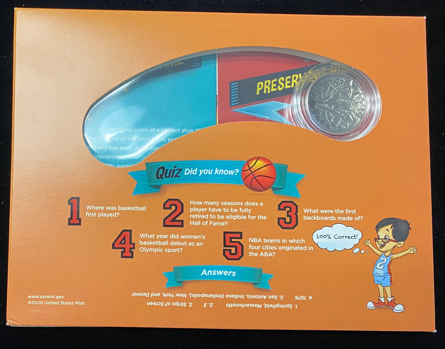 2020-S Basketball Hall of Fame Clad Commemorative Half Dollar Kids Set