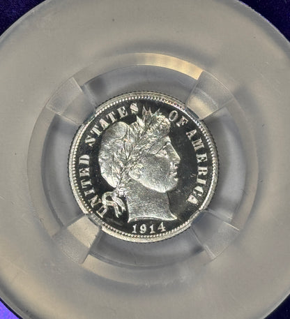 1914 Barber Proof Silver Dime PF66 CAMEO NGC - Key Date! - Only 425