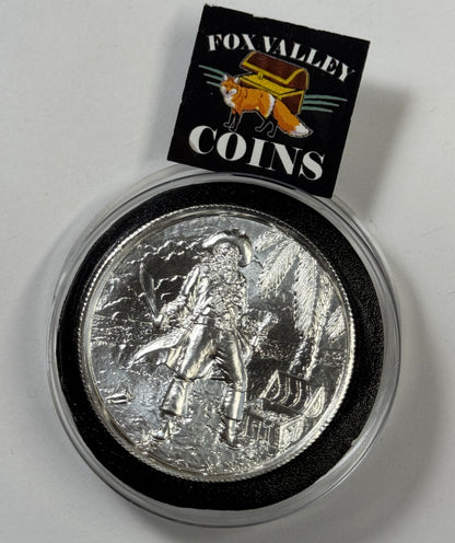 The Captain Privateer Series 2 oz Silver Ultra-High Relief Round in Air-Tite