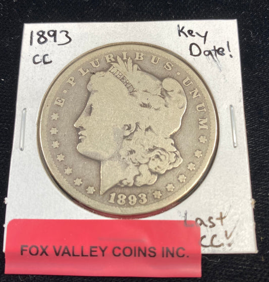 1893-CC Morgan Silver Dollar - Key Date - Carson City Minted - Only 677,001