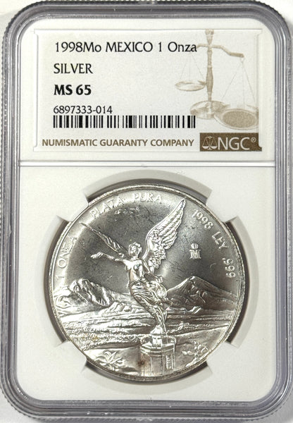 1998 & 1999 Mexico Silver Libertad MS65 NGC - Key Dates!