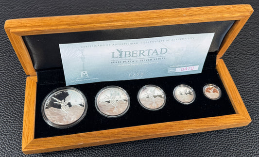 2009 Mexico Proof Silver Libertad 5 Coin Set with Box & COA - Only 1,000 Minted